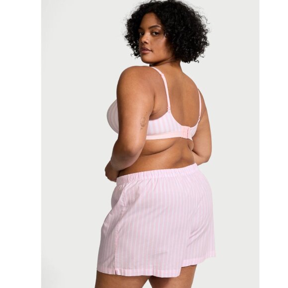 Victoria's Secret Loungewear Pajama Shorts In Pink Stripe Logo XL NWT - Picture 2 of 8